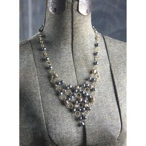 Strongwater Studio Signed Bib Necklace Glass Pearl Link